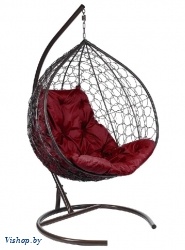 Двухместное подвесное кресло Double коричневый подушка бордовый на Vishop.by 