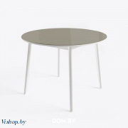 раунд стол круглый раздвижной со стеклом серый/белый на Vishop.by 