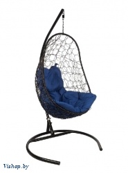 Подвесное кресло Овальное черный подушка синий на Vishop.by 