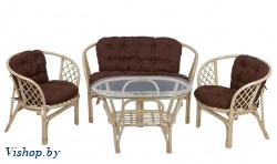 ind комплект багама 1 с диваном овальный стол натуральный подушка коричневая на Vishop.by 