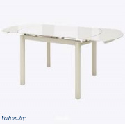 римс стол раздвижной  со стеклом, кремовый на Vishop.by 