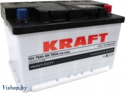 Автомобильный аккумулятор KrafT 75 R низкий (75 A/ч)