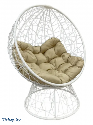 Кресло-шар для отдыха LUNA белый подушка бежевый