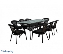 Комплект мебели Deco 8 с прямоугольным столом серо-коричневый