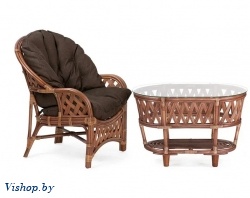 ind комплект черчиль кресло и овальный столик миндаль матовый темная подушка на Vishop.by 