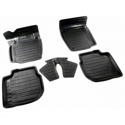 Коврики салона резиновые с бортиком для Skoda Rapid Черные 