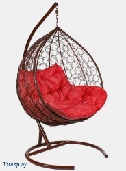 Двухместное подвесное кресло Double коричневый подушка красный на Vishop.by 