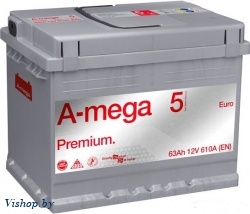 Автомобильный аккумулятор A-mega Premium 63 R low AP 63.0 (63 А/ч)