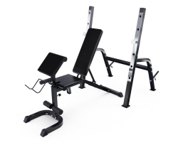 Скамья со стойками под штангу DFC GORILLA черная с партой для бицепса