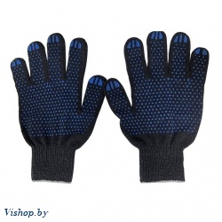 Перчатки х/б с ПВХ "Точка", 10класс, черные (мин. риски)