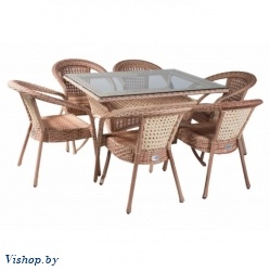 Комплект мебели Deco 6 PLUS с прямоугольным столом светлый