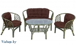 ind комплект багама 1 с диваном овальный стол олива подушка коричневая на Vishop.by 
