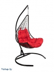 Подвесное кресло Полумесяц черный подушка красный на Vishop.by 