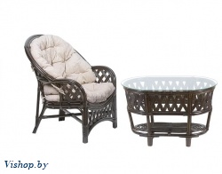 ind комплект черчиль кресло и овальный столик темно-коричневый на Vishop.by 