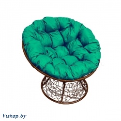 Кресло Papasan коричневый, цвет подушки зеленый