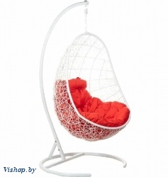Подвесное кресло Овальное белый подушка красный на Vishop.by 