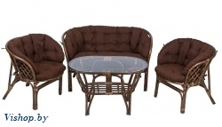 ind комплект багама с диваном овальный стол орех матовый подушка коричневая на Vishop.by 