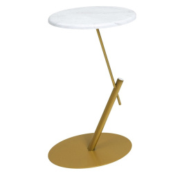 стол приставной овальный металларт м015 белый мрамор золото на Vishop.by 