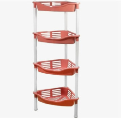 Этажерка угловая с корзинками Krita 4-х секц. коралл