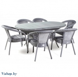 Комплект мебели CAMELLIA с овальным столом серый
