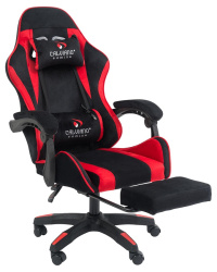 Вибромассажное кресло Calviano 1584 черно-красный велюр