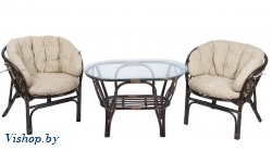 IND Комплект Багама дуэт темно-коричневый подушка бежевая овальный стол