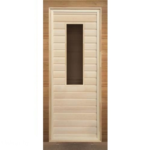 Дверь для бани деревянная, с прямоугольным стеклом 1900х700мм