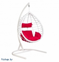 Подвесное кресло Скай 04 белый подушка красный на Vishop.by 