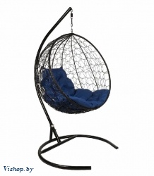 Подвесное кресло Круглое черный подушка синий на Vishop.by 