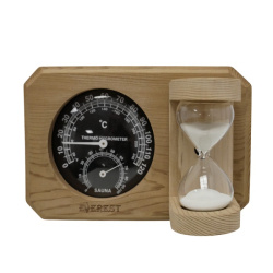 Термогигрометр мини EVEREST c часами кедр (TG-08 black)