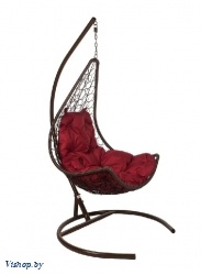 Подвесное кресло Полумесяц коричневый подушка бордовый на Vishop.by 