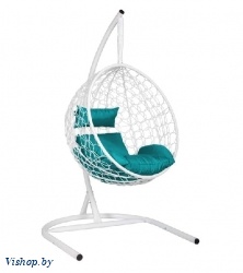 Подвесное кресло Скай 02 белый подушка бирюза на Vishop.by 