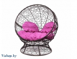 Кресло садовое M-Group Апельсин 11520208 коричневый ротанг розовая подушка