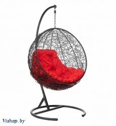 Подвесное кресло Круглое черный подушка красный на Vishop.by 