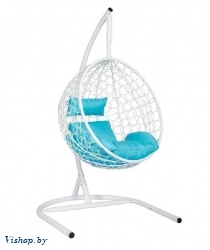 Подвесное кресло Скай 02 белый подушка голубой на Vishop.by 
