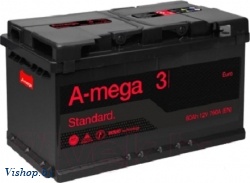 Автомобильный аккумулятор A-mega Standard 80 R (80 А/ч)