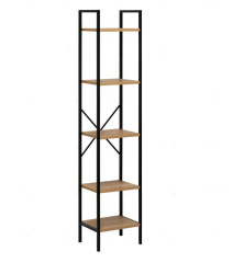 стеллаж leset стилвуд 15 узкий 5 полок черный дуб крафт золотой на Vishop.by 