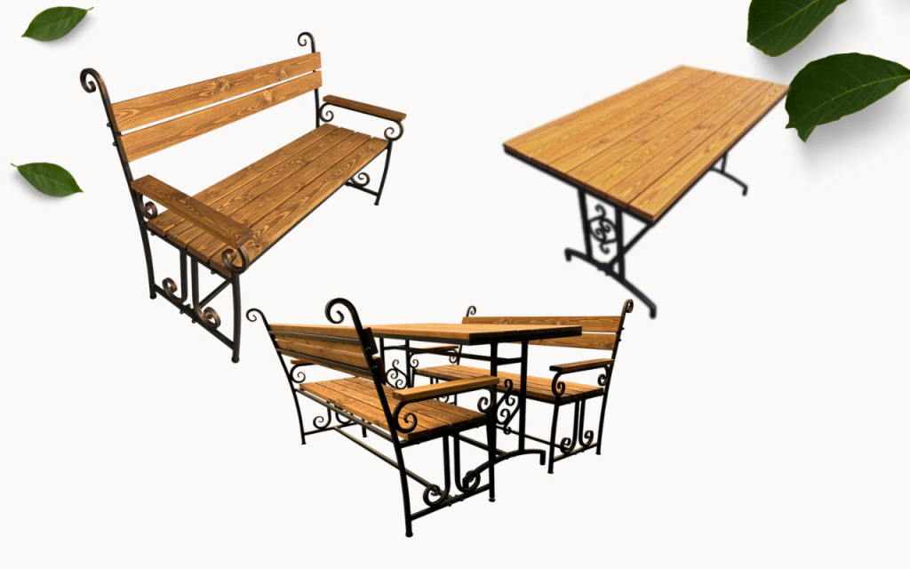 стол, скамейка, набор садовой мебели МФ 1 палисандр 