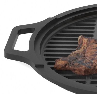 Решетка чугунная круглая СТЕЙК 380мм с ручками