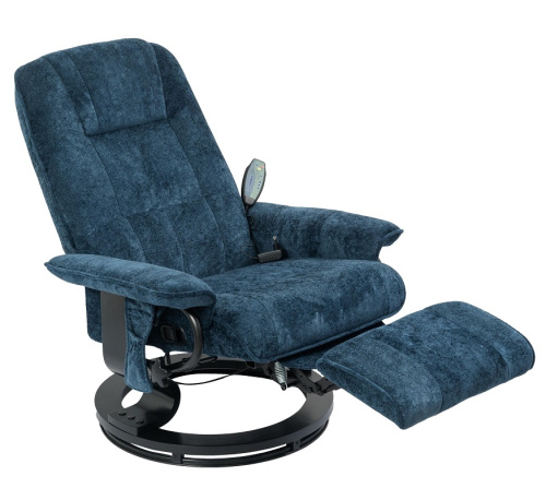 Кресло вибромассажное с пуфом CALVIANO 22 синий плюш 