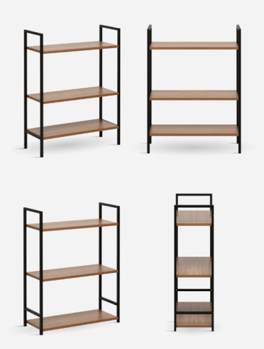 Стеллаж Leset Стилвуд 23 широкий 3 полки черный орех лион светлый 