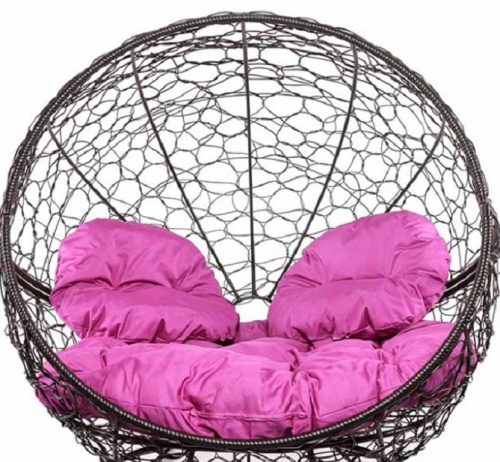 Кресло садовое M-Group Апельсин 11520208 коричневый ротанг розовая подушка