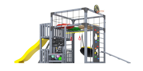 Детская площадка для дачи Савушка КУБ-3 Серый с подушками