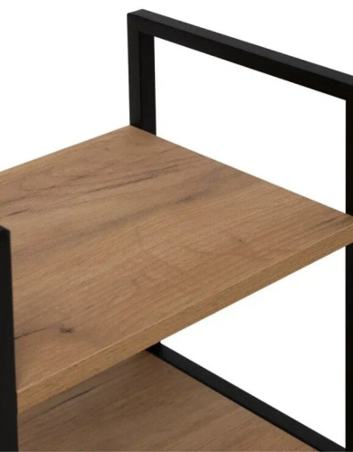 Стеллаж Leset Стилвуд 12 узкий 2 полки черный дуб крафт золотой 