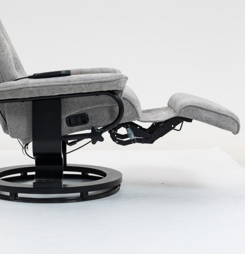 Кресло вибромассажное с пуфом CALVIANO 23 серый плюш 