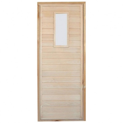 Дверь для бани осина со стеклом без петель 180х70