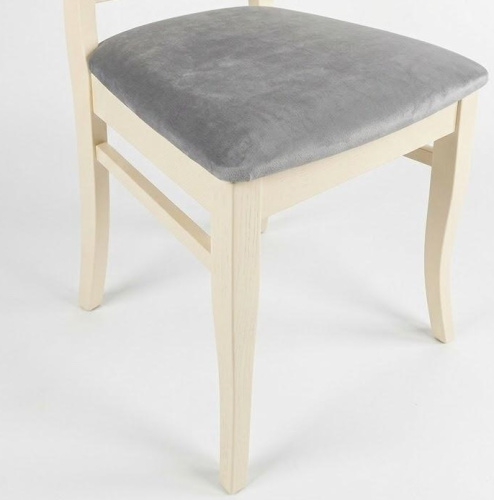 Стул МДК-265 Роми Слоновая кость Микровелюр серый 