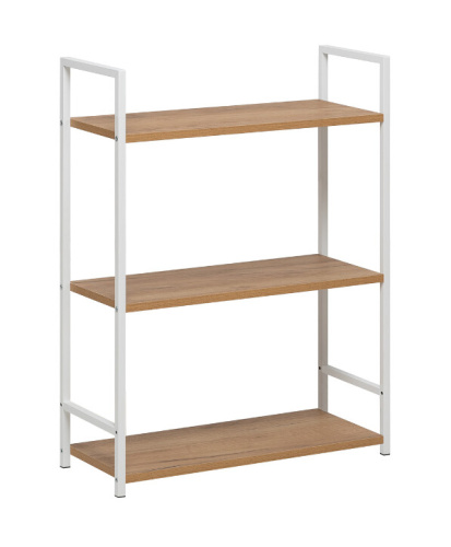 Стеллаж Leset Стилвуд 23 широкий 3 полки белый дуб крафт золотой 