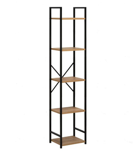 Стеллаж Leset Стилвуд 15 узкий 5 полок черный дуб крафт золотой 