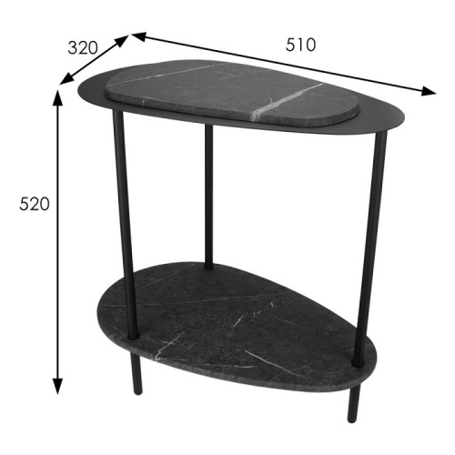 Стол журнальный МеталлАрт М036 черный мрамор 